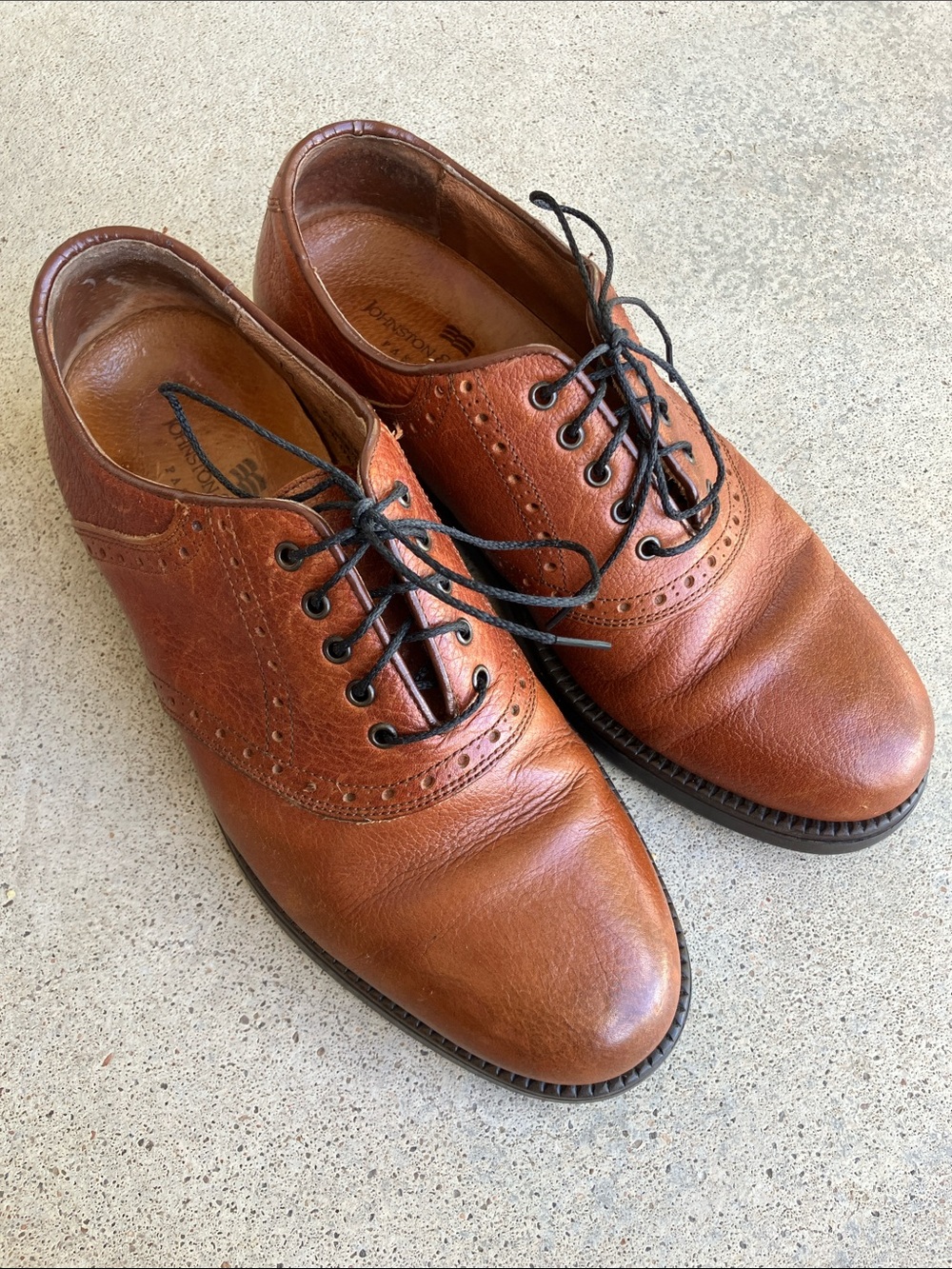 Johnston & Murphy Made in Italy Brown Leather Oxford Shoes, 7.5